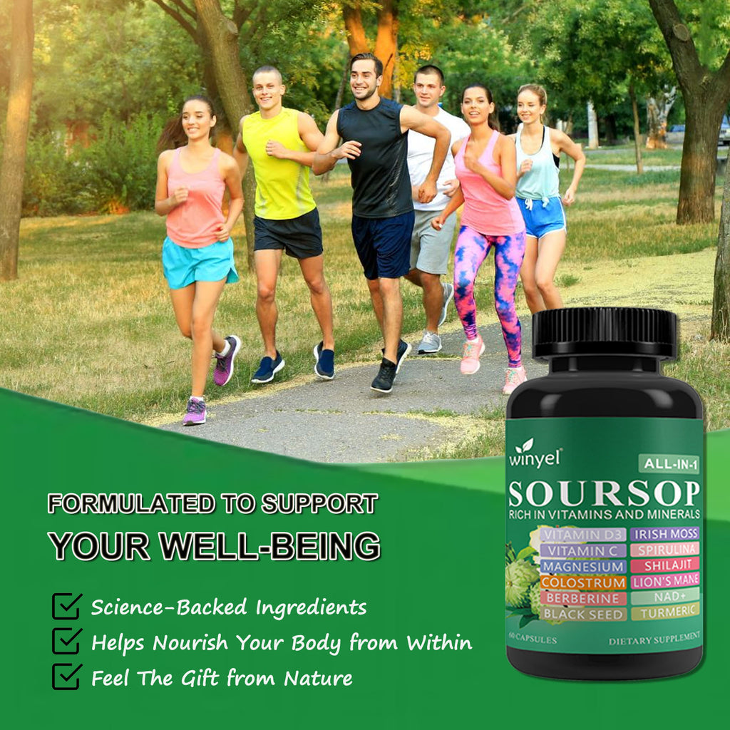 WINYEL Soursop Supplement – 60 Capsules, 20 Herbal Extracts, Vegan