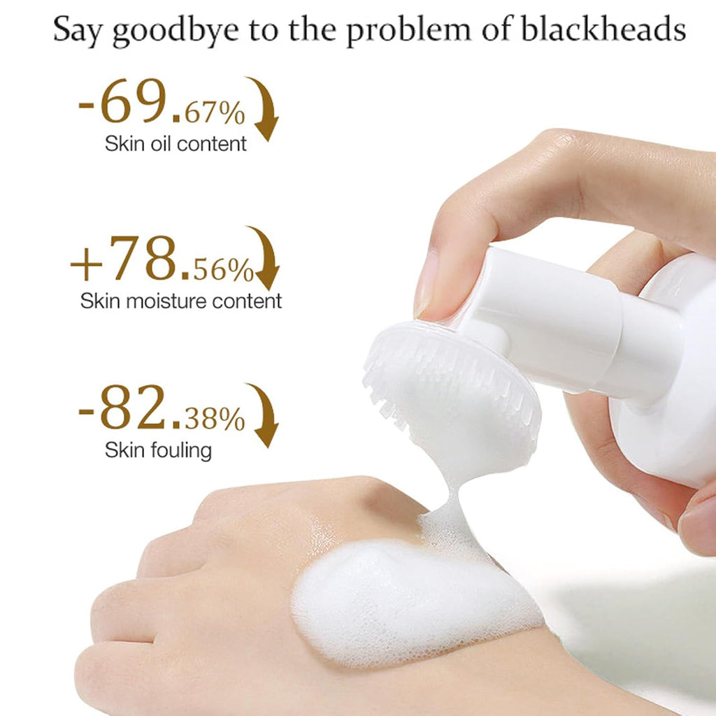 Amino Acid Foaming Facial Cleanser – With Silicone Cleansing Brush, For Men & Women
