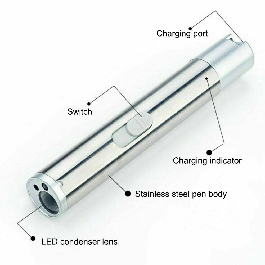 Red Laser Pointer Pen USB Rechargeable LED Light 3 In 1 UV Flashlight Cat Dog Toys