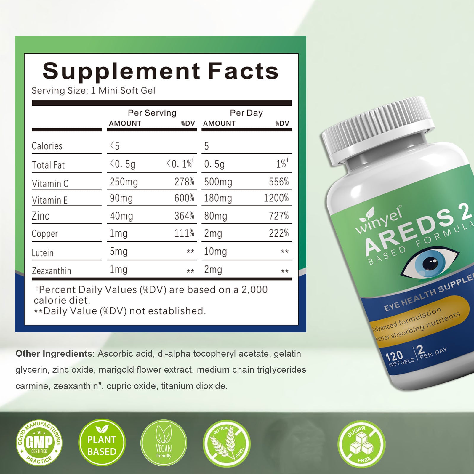 AREDS 2 Eye Vitamin And Mineral Supplement 120 Softgels With Lutein Vitamin C Zeaxanthin Zinc And Vitamin E For Healthy Vision Healthcare Fitness Dietary Bathroom