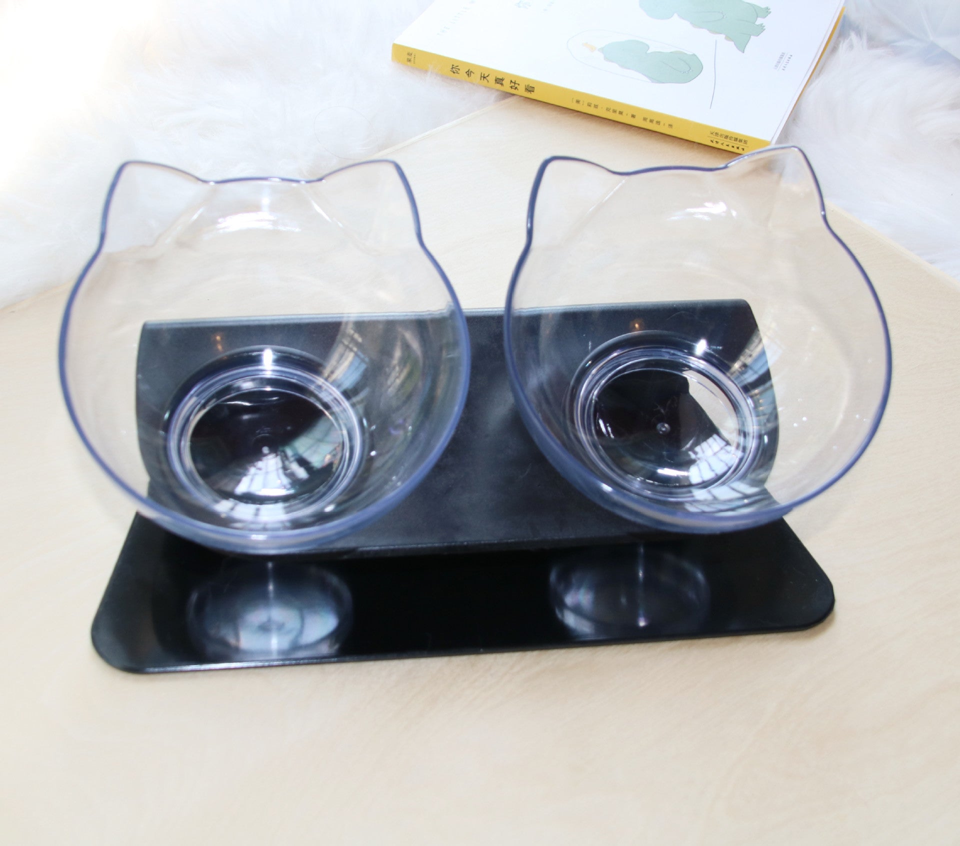 Elevated Cat Double Bowl Feeder – 15° Tilt, Cervical Spine Protection