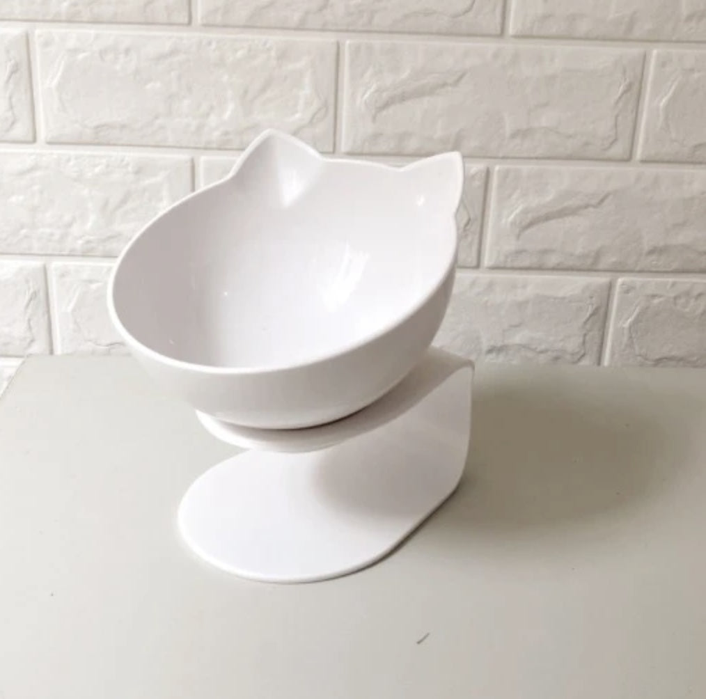 Elevated Cat Double Bowl Feeder – 15° Tilt, Cervical Spine Protection