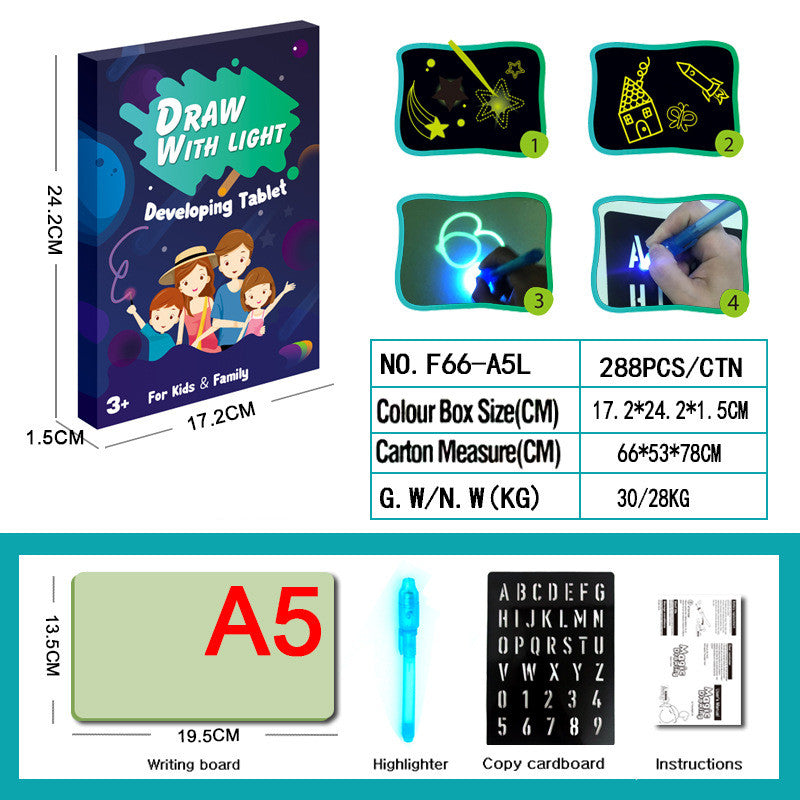 3D Magic Drawing Pad for Kids – 8 Light Effects, Glow-in-the-Dark Sketchpad