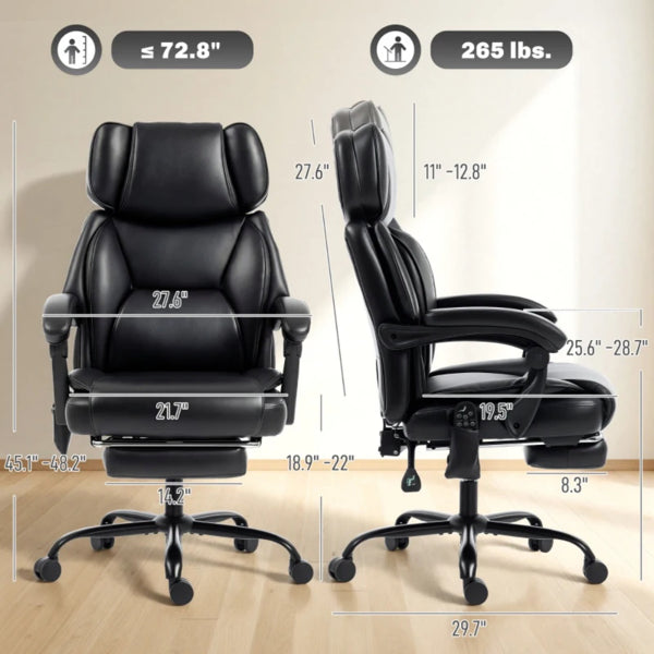 Massage Office Chair With Footrest – Black