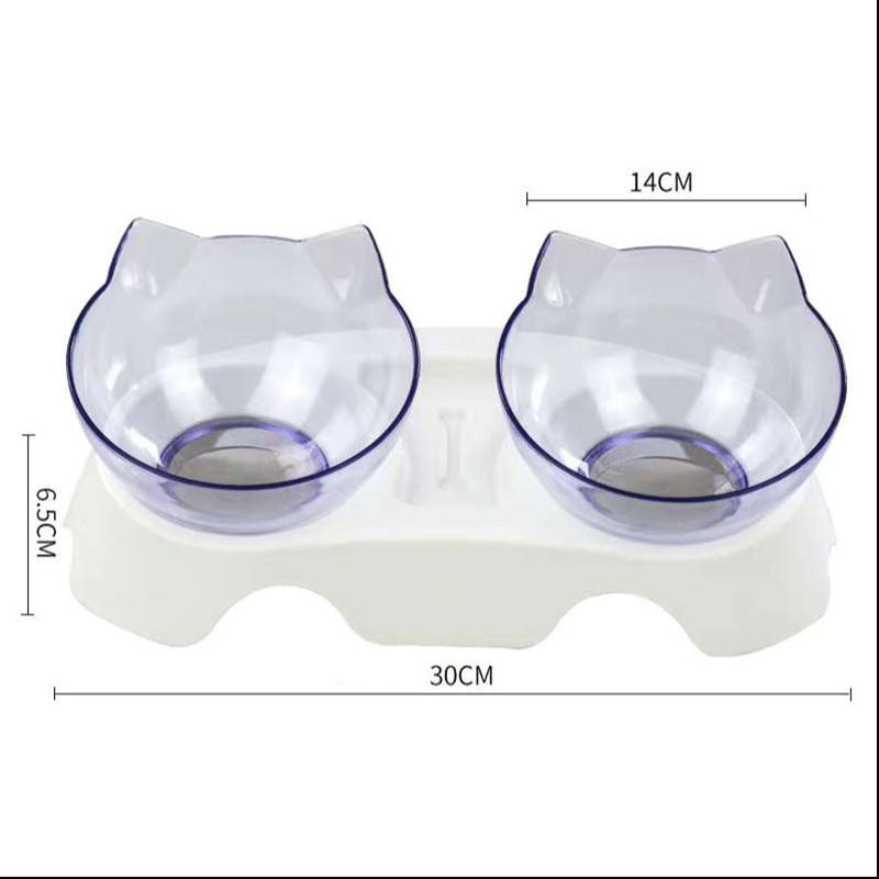 Elevated Cat Double Bowl Feeder – 15° Tilt, Cervical Spine Protection