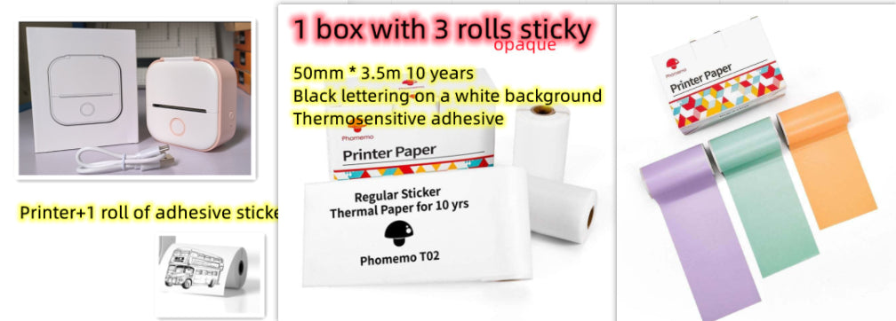 Portable Mini Thermal Label & Photo Printer – Bluetooth, No Ink Required