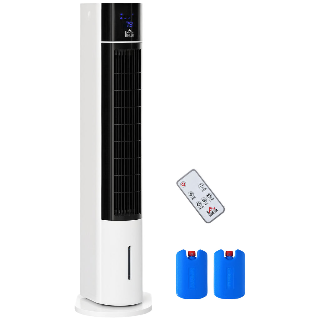 42" 3-In-1 Evaporative Air Cooler with Water Tank, 52° Oscillating Portable Swamp Cooler with Humidifier, Ice Cooling Fan for Home Office, 3 Modes, 3 Speeds, 12H Timer, Remote, White