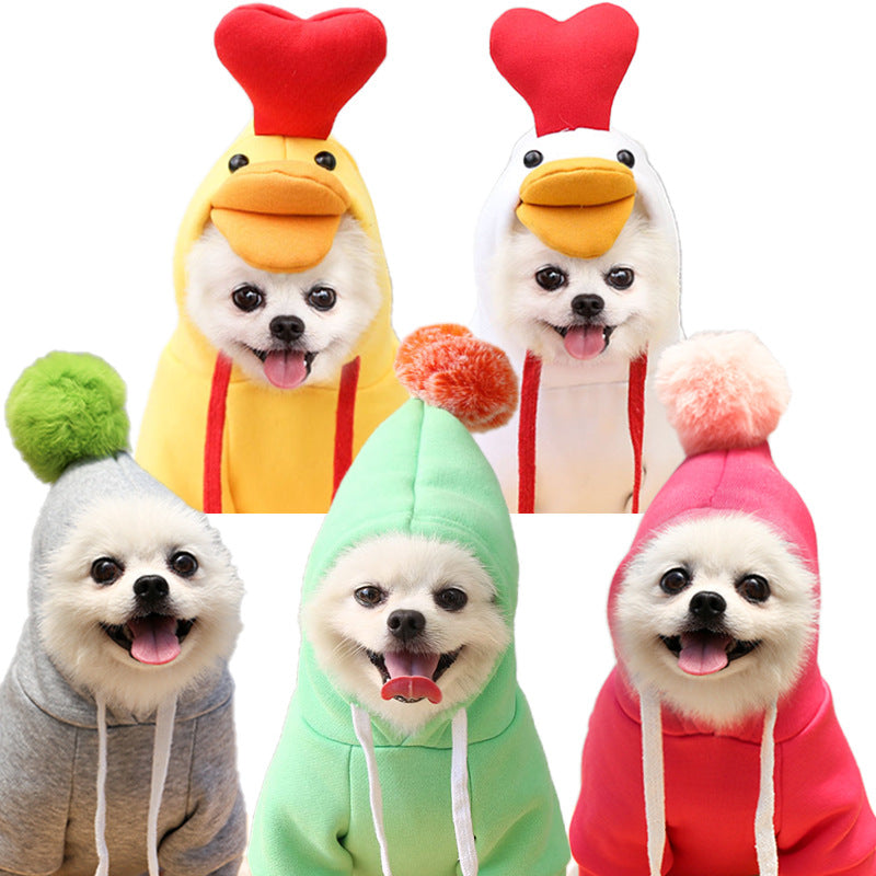 Fruit Print Dog Hoodie – Warm Fleece Coat for Small Dogs & Cats
