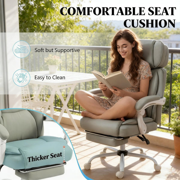 Massage Office Chair With Footrest – Light Gray