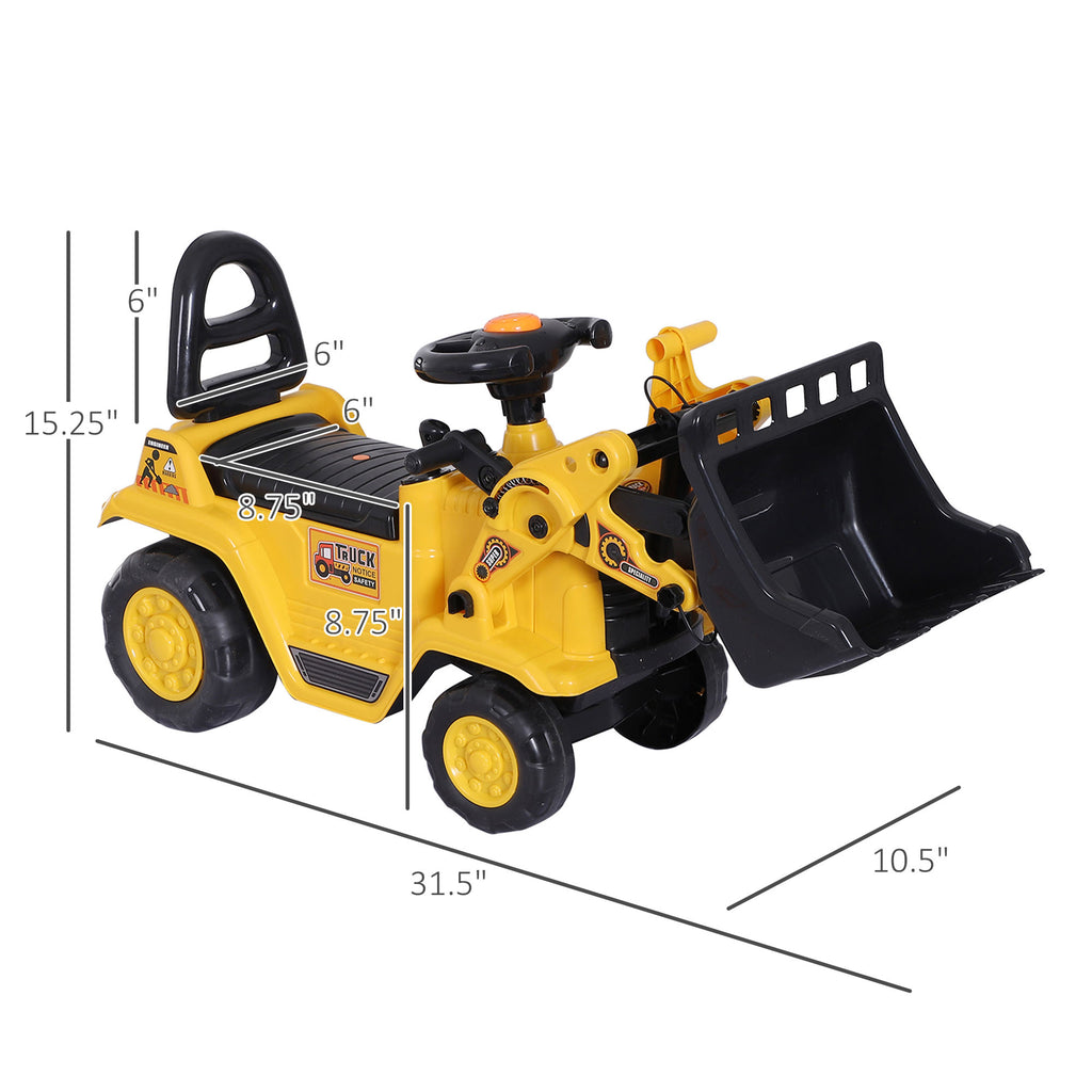 3 In 1 Ride On Toy Bulldozer Digger Tractor Pulling Cart Pretend Play Construction Truck