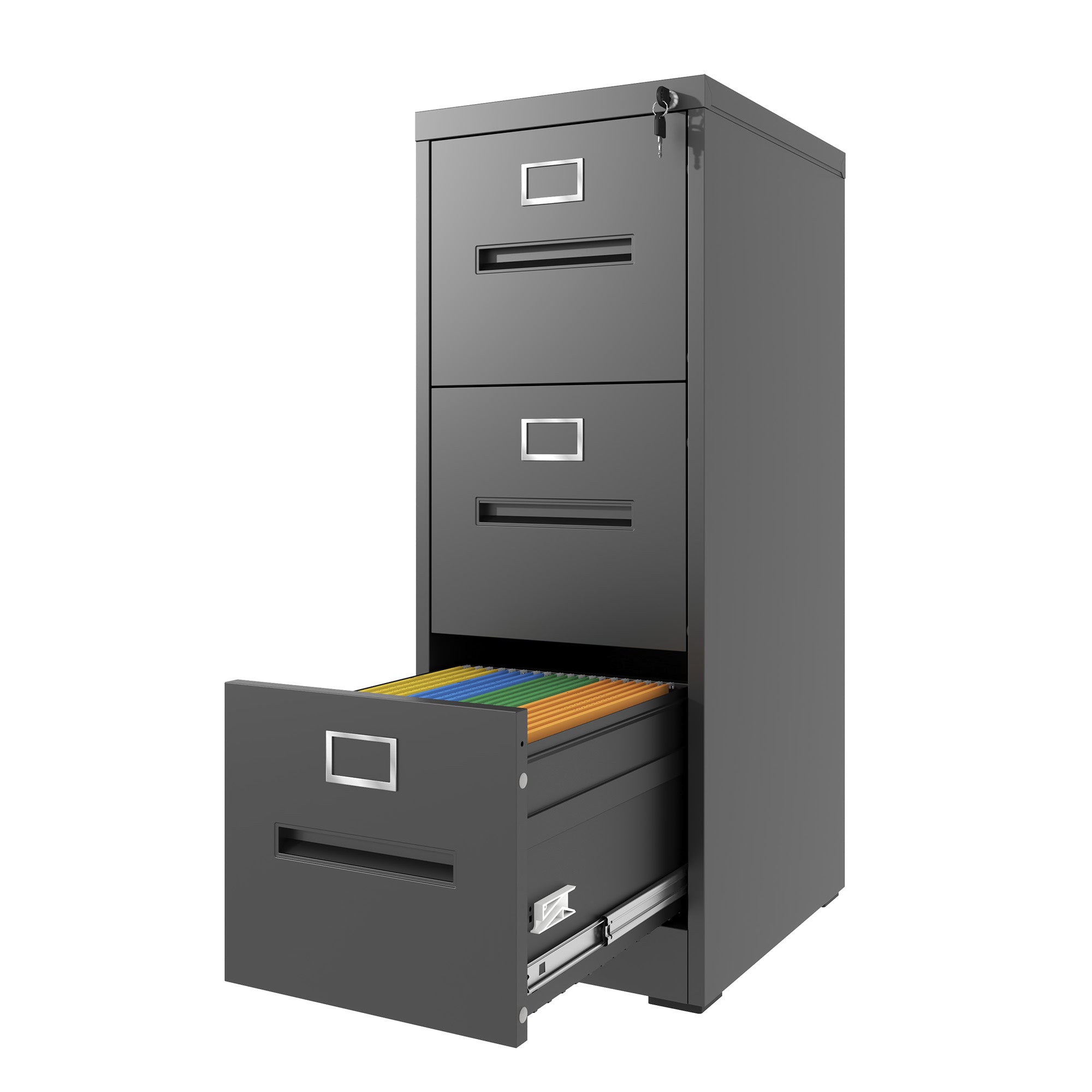 3 Drawer File Cabinet With Lock Metal Vertical File Cabinet Office Home, A4 Legal Letter Size Narrow File Cabinet Locked,Assembly Required