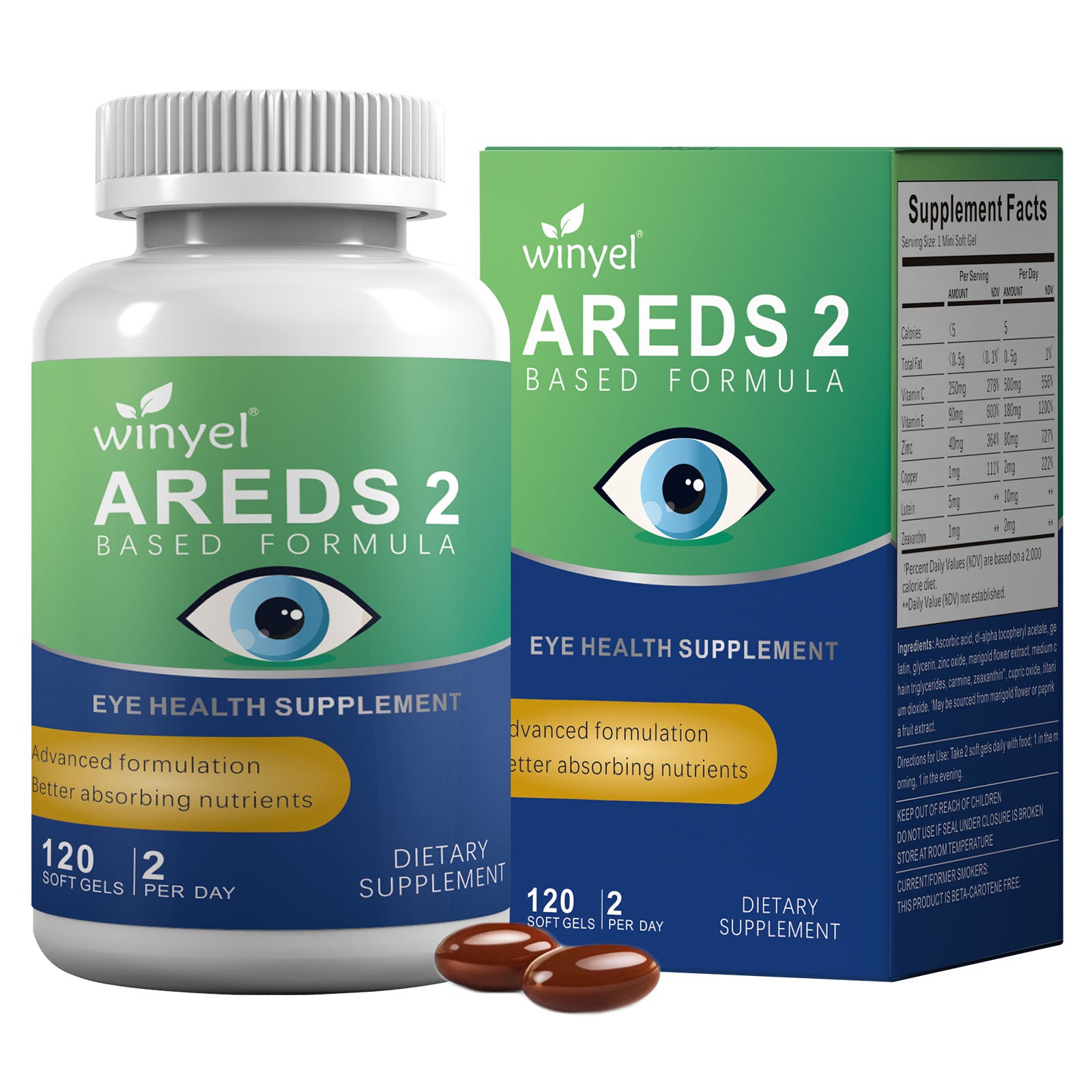 AREDS 2 Eye Vitamin And Mineral Supplement 120 Softgels With Lutein Vitamin C Zeaxanthin Zinc And Vitamin E For Healthy Vision Healthcare Fitness Dietary Bathroom