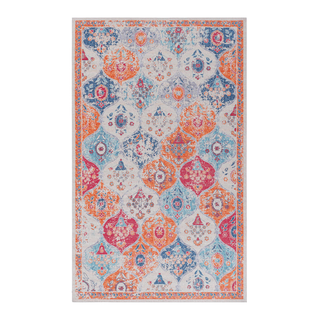 MAVAL Cream Washable Rug 8x10 Area Rug  Cream, 8' X 10'