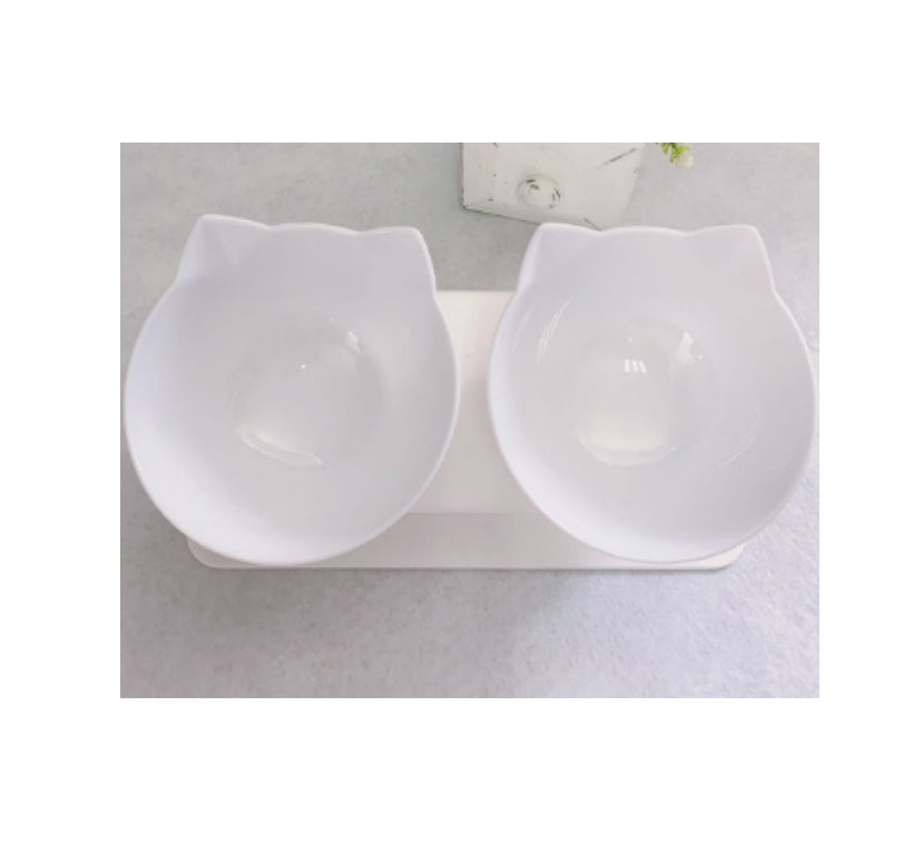 Elevated Cat Double Bowl Feeder – 15° Tilt, Cervical Spine Protection