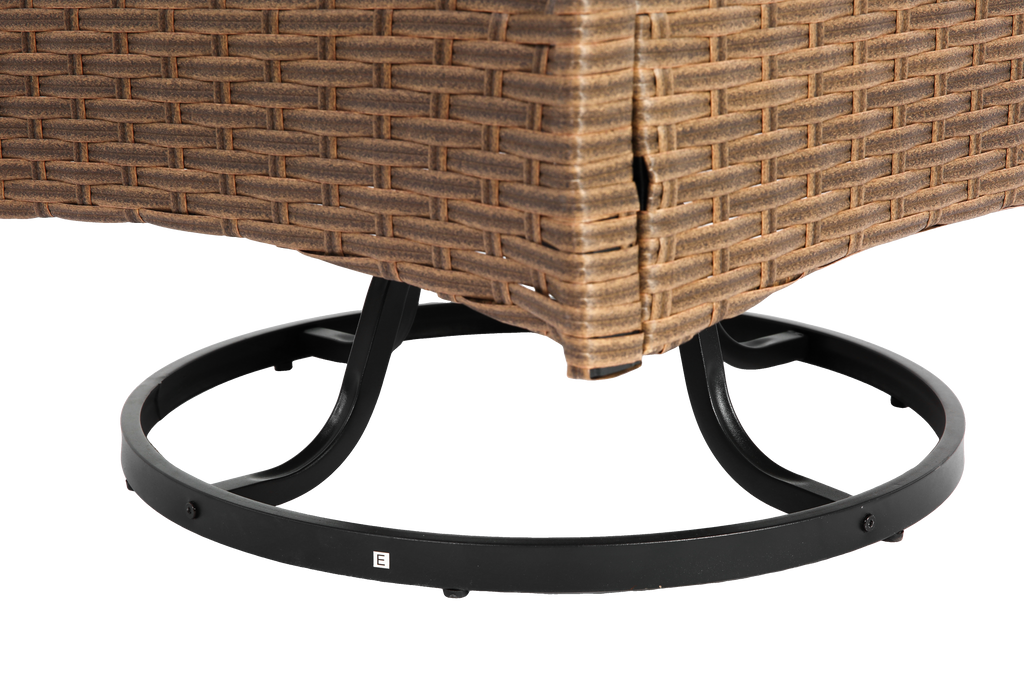 Outdoor Swivel Rocker Chairs Set 3 Piece With 1 Table And 2 Rocking & Swivel Chairs Support 350lbs Brown Wicker Outdoor Furniture Patio Conversation Set