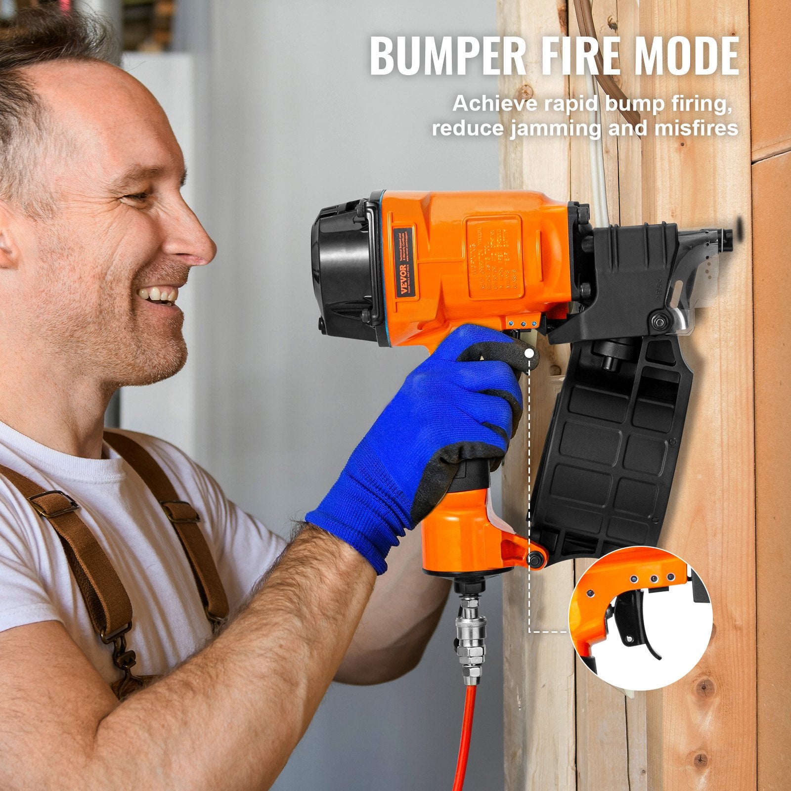 Coil Siding Nailer MCN70, 1-3/4" To 2-3/4" 15 Degree Pneumatic Siding Nail Gun, 70-120PSI Air Coil Nailer For Pallet, Crating, Framing, Siding And Fencing