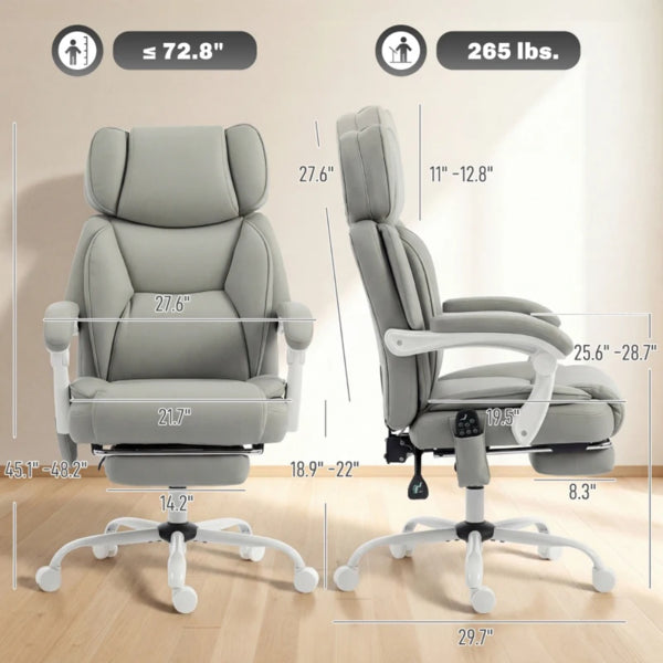 Massage Office Chair With Footrest – Light Gray