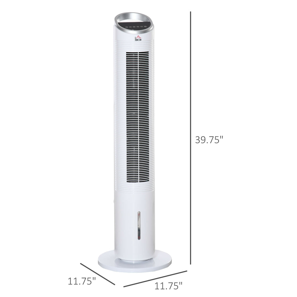 40" Portable Oscillating Air Cooler Fan For Home Office, 3-In-1 Standing Ice Floor Fan With Humidifier, 3 Modes, 3 Speeds, 8H Timer, Remote, LED Display, White