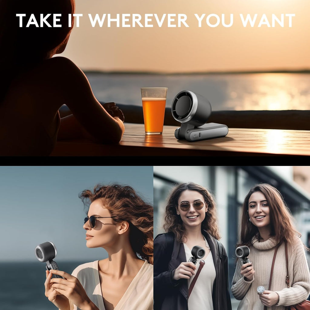 3-in-1 Portable Turbo Fan – 5-Speed, 2500mAh USB Rechargeable