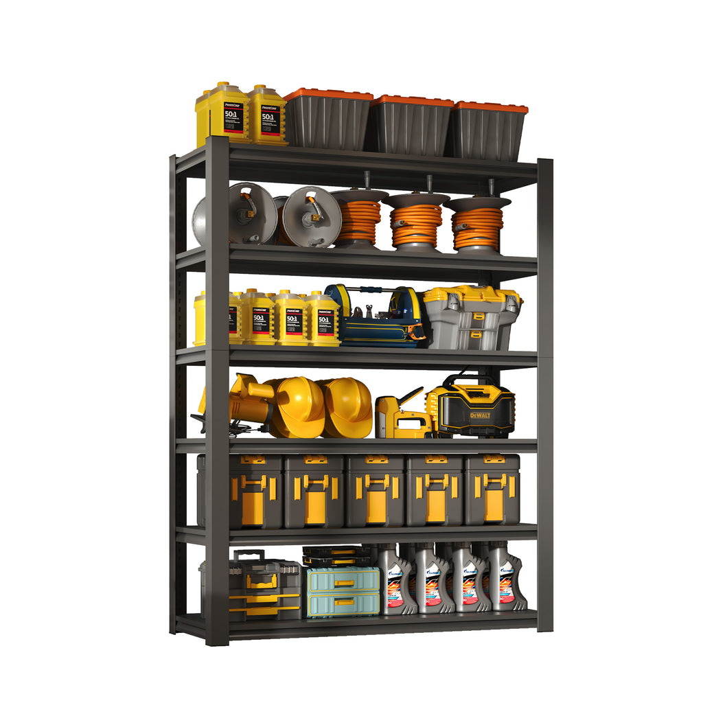 82" 6-Tier Heavy Duty Garage Shelving Unit – 2400 lbs, 48"W, Black