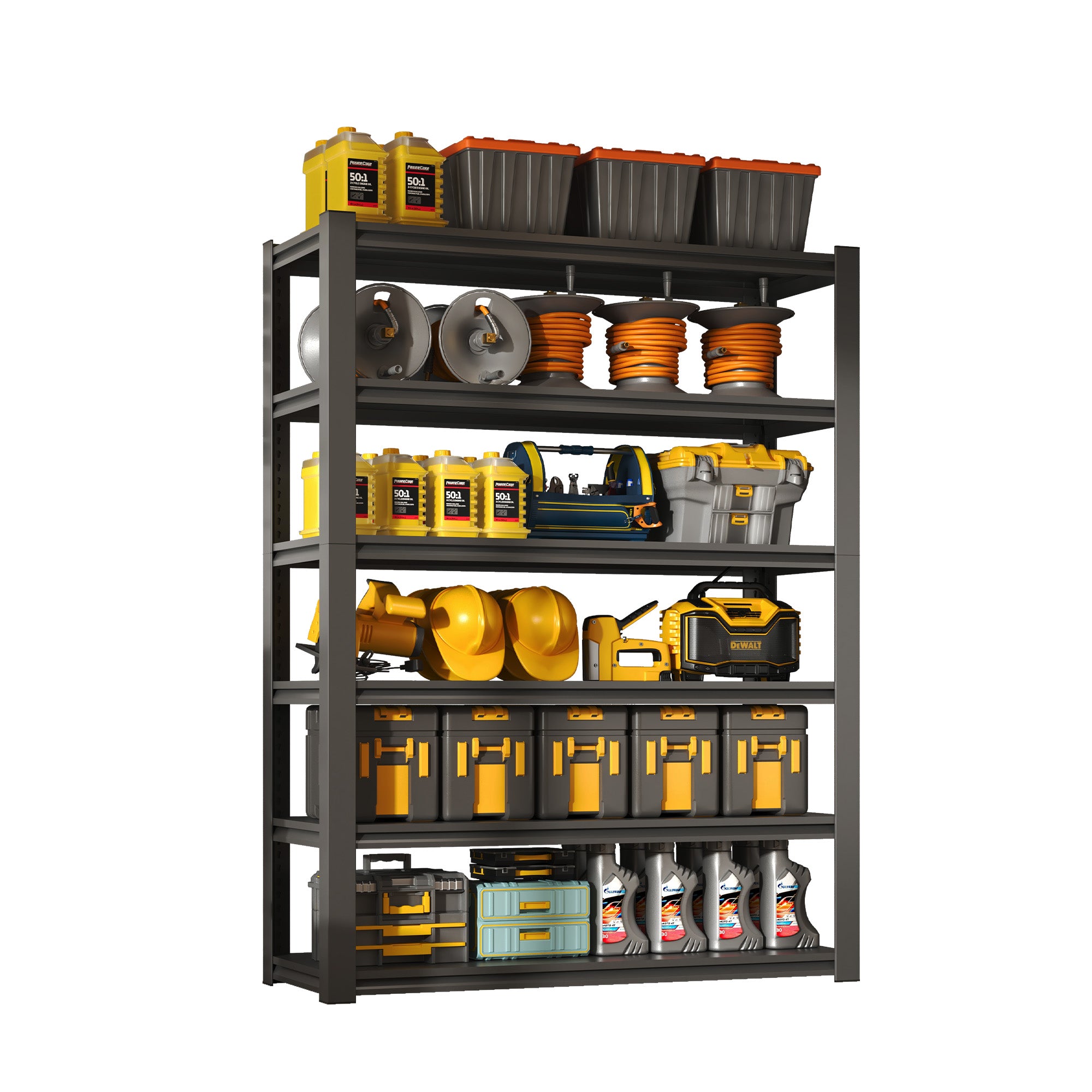 82" 6-Tier Heavy Duty Garage Shelving Unit – 2400 lbs, 48"W, Black