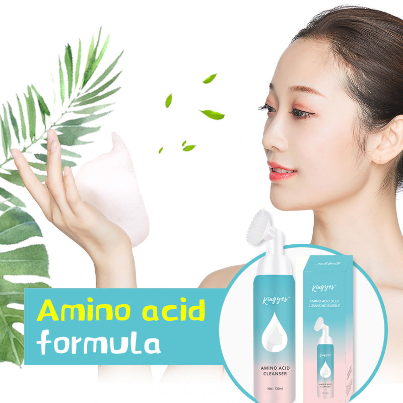 Amino Acid Foaming Facial Cleanser – With Silicone Cleansing Brush, For Men & Women