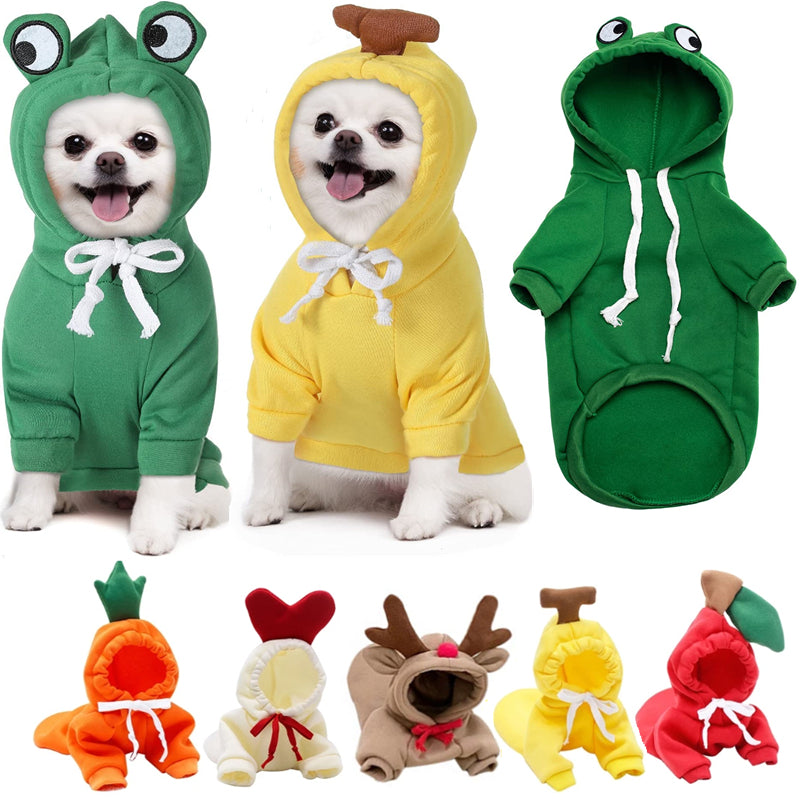 Fruit Print Dog Hoodie – Warm Fleece Coat for Small Dogs & Cats