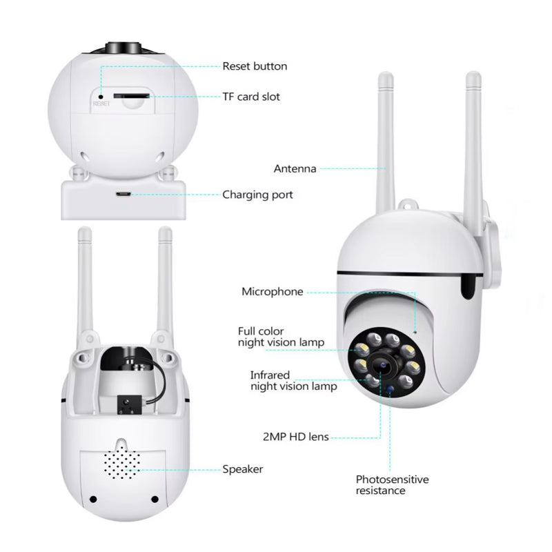1080P WiFi Indoor PTZ Security Camera – Night Vision 2.4GHz