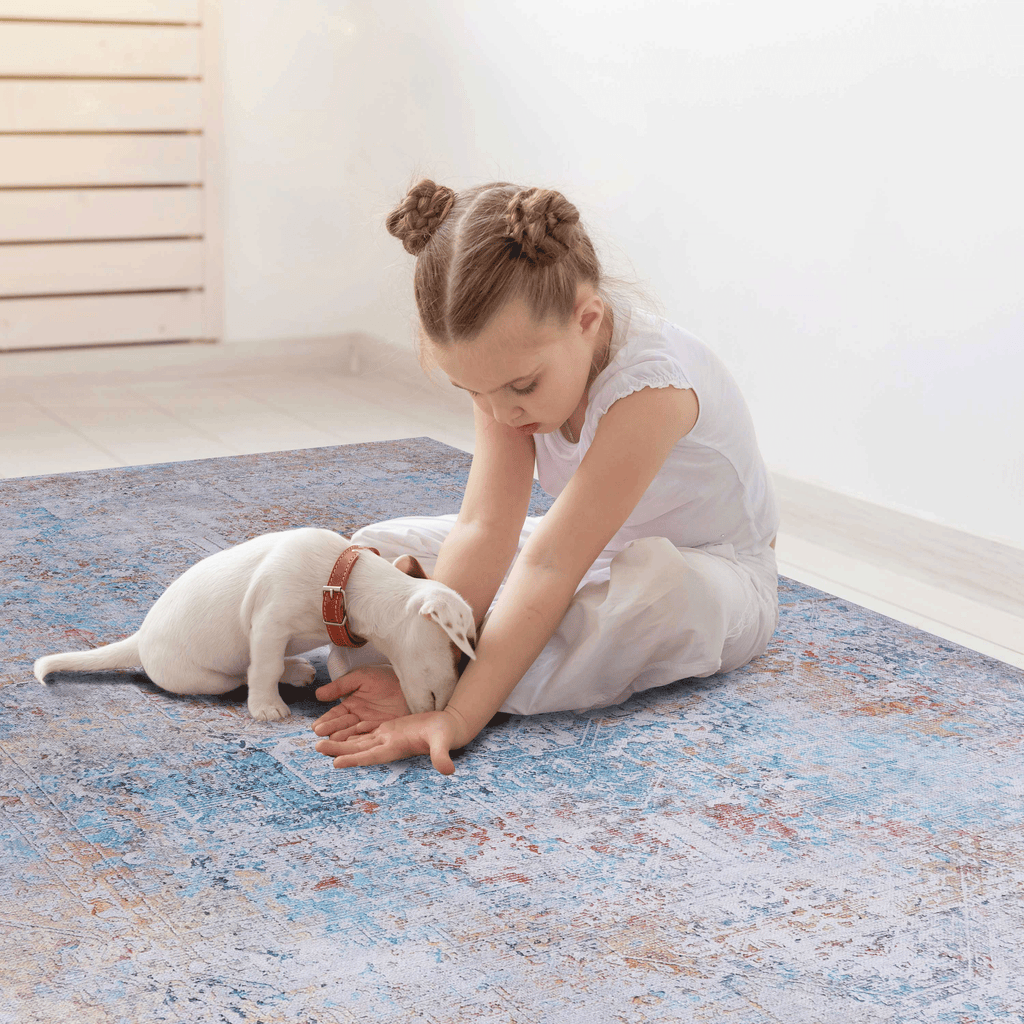 MAVAL Yellow Washable Rug 8x10 Area Rug  Yellow, 8' X 10'