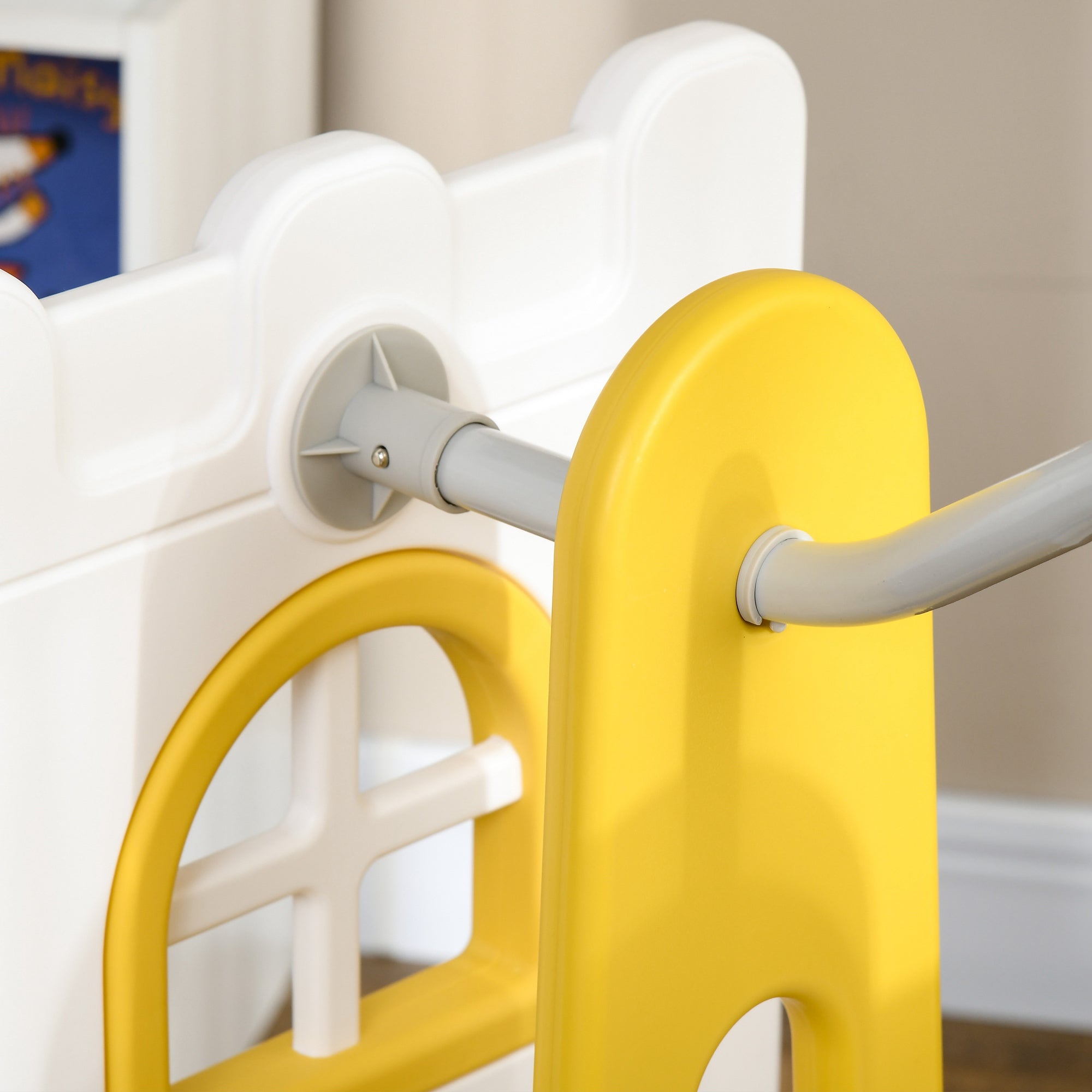 6 in 1 Toddler Slide and Swing Set Indoor for Age 1-3 Years w/ Basketball Hoop, Climber, Storage Telescope, Yellow
