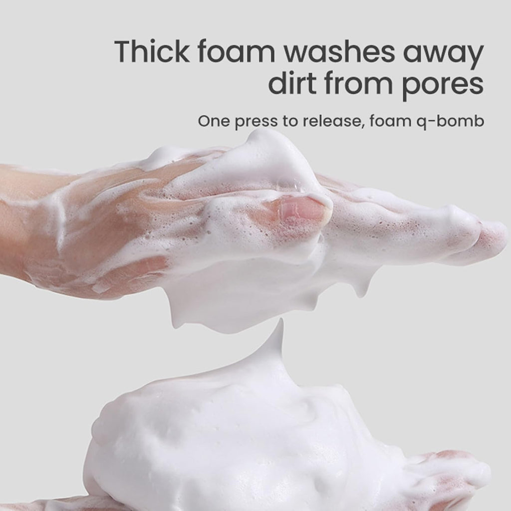 Amino Acid Foaming Facial Cleanser – With Silicone Cleansing Brush, For Men & Women