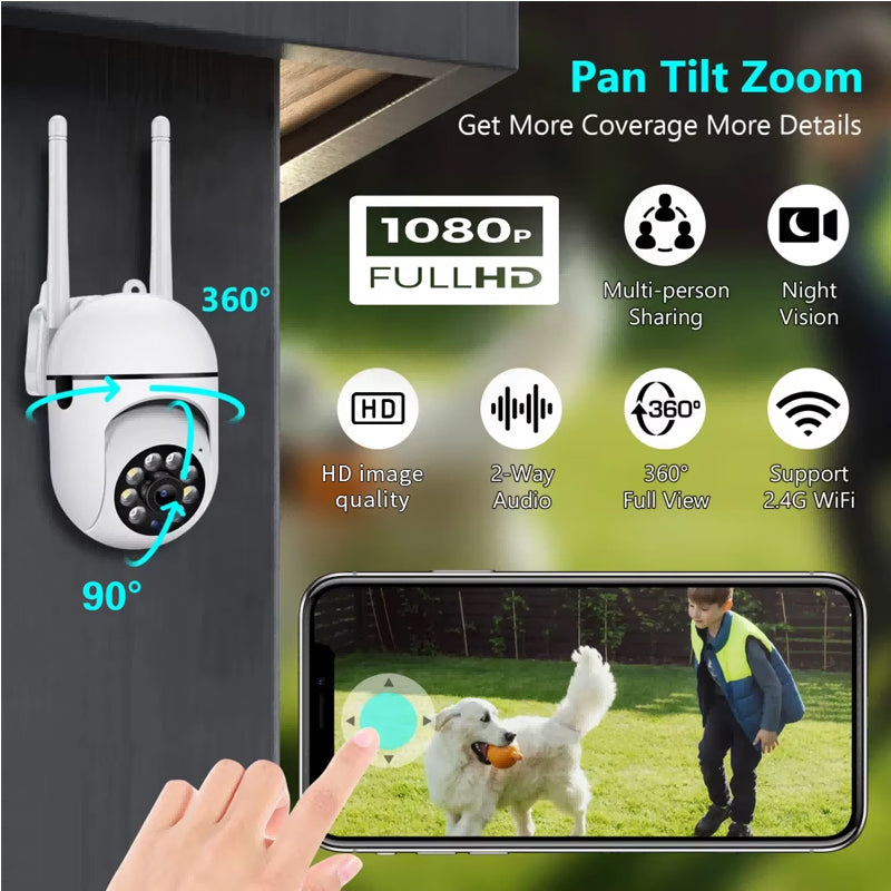 1080P WiFi Indoor PTZ Security Camera – Night Vision 2.4GHz